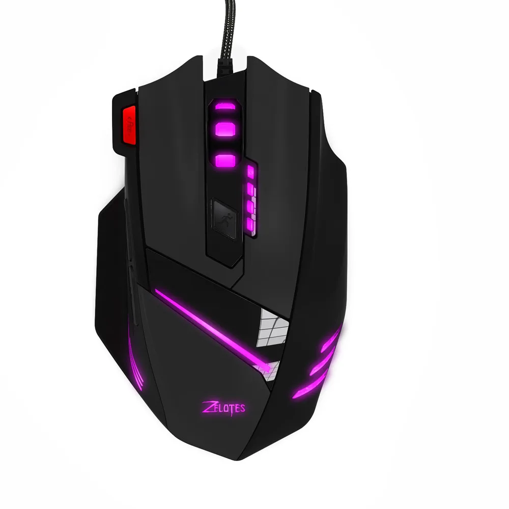 ZELOTES T-60 Проводная игровая мышь USB 7 кнопок 7200DPI оптическая Регулируемая