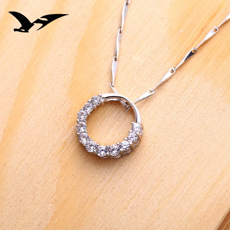 925 Серебряный кулон корейский мода циркон Пряжа Для женщин серебро ювелирные