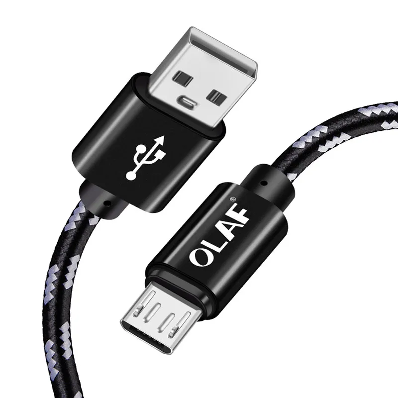 Олаф микро USB кабель 1 м 2 м 3 м Быстрая зарядка для samsung S7 Xiaomi Redmi Note Быстрая зарядка USB ЗУ для мобильного телефона Дата-кабель - Цвет: Черный