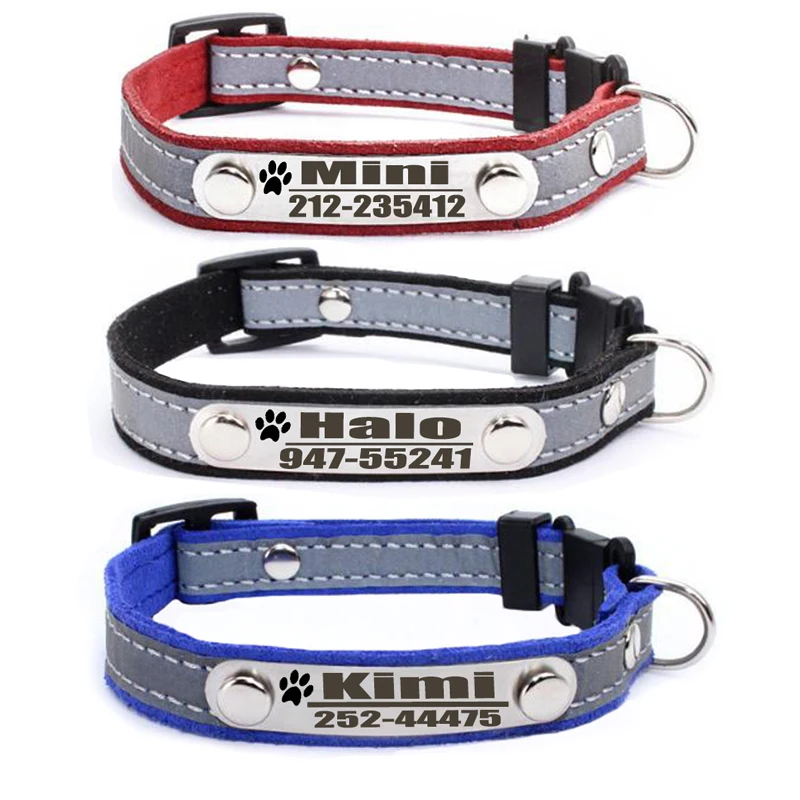 Индивидуальный ошейник для собак и кошек с защитой от потери Светоотражающий