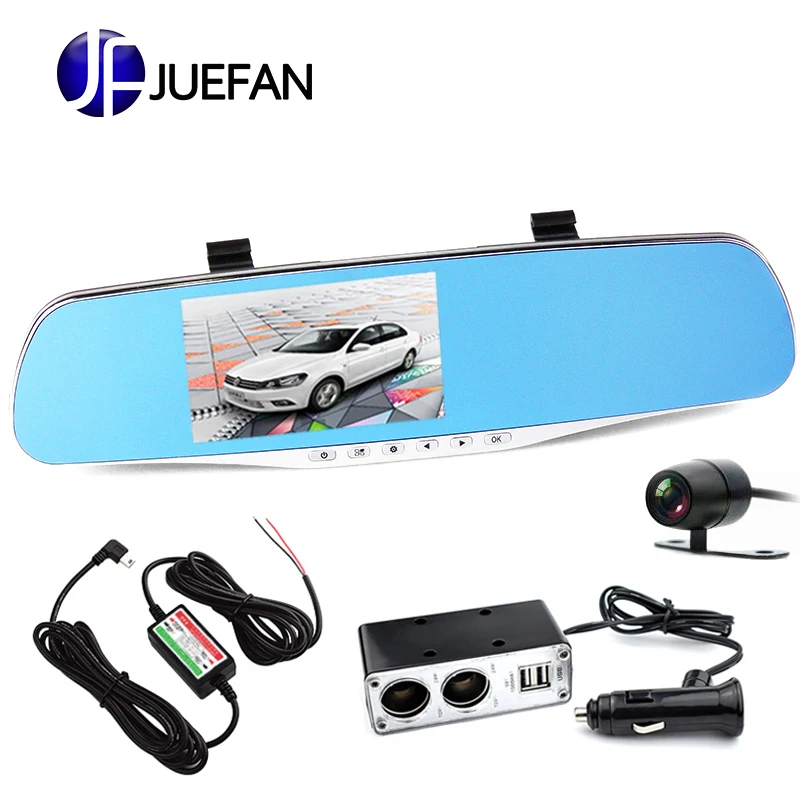 FHD 1080P Автомобильная камера 4 3 дюймовый зеркальный экран заднего вида Двойной