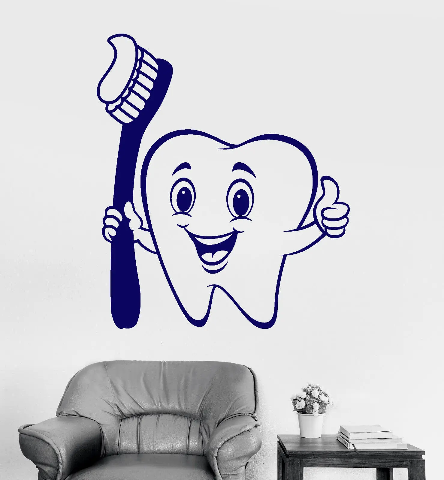 Pegatina diente dientes etiqueta dentista hueco ventana vinilo clinica стоматологический картель divertido | Дом и сад