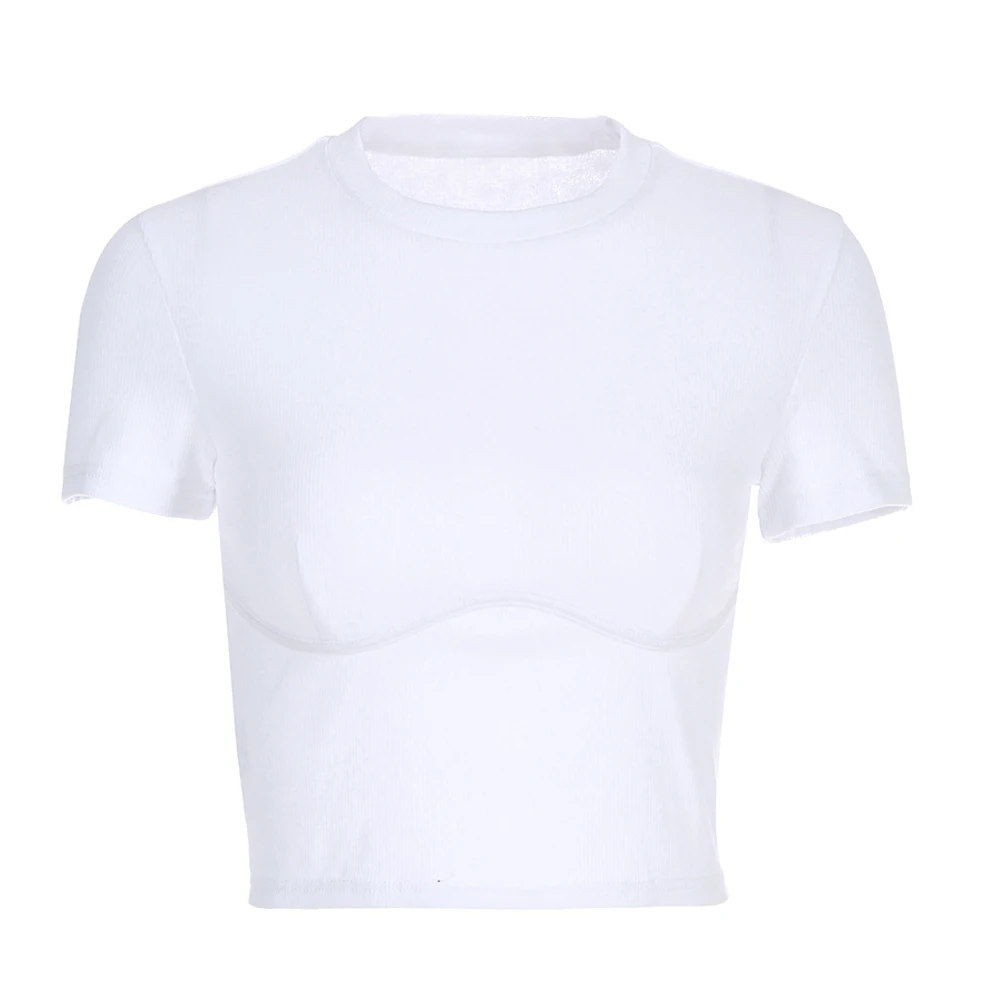 Женская футболка с коротким рукавом облегающие футболки высокой талией в стиле