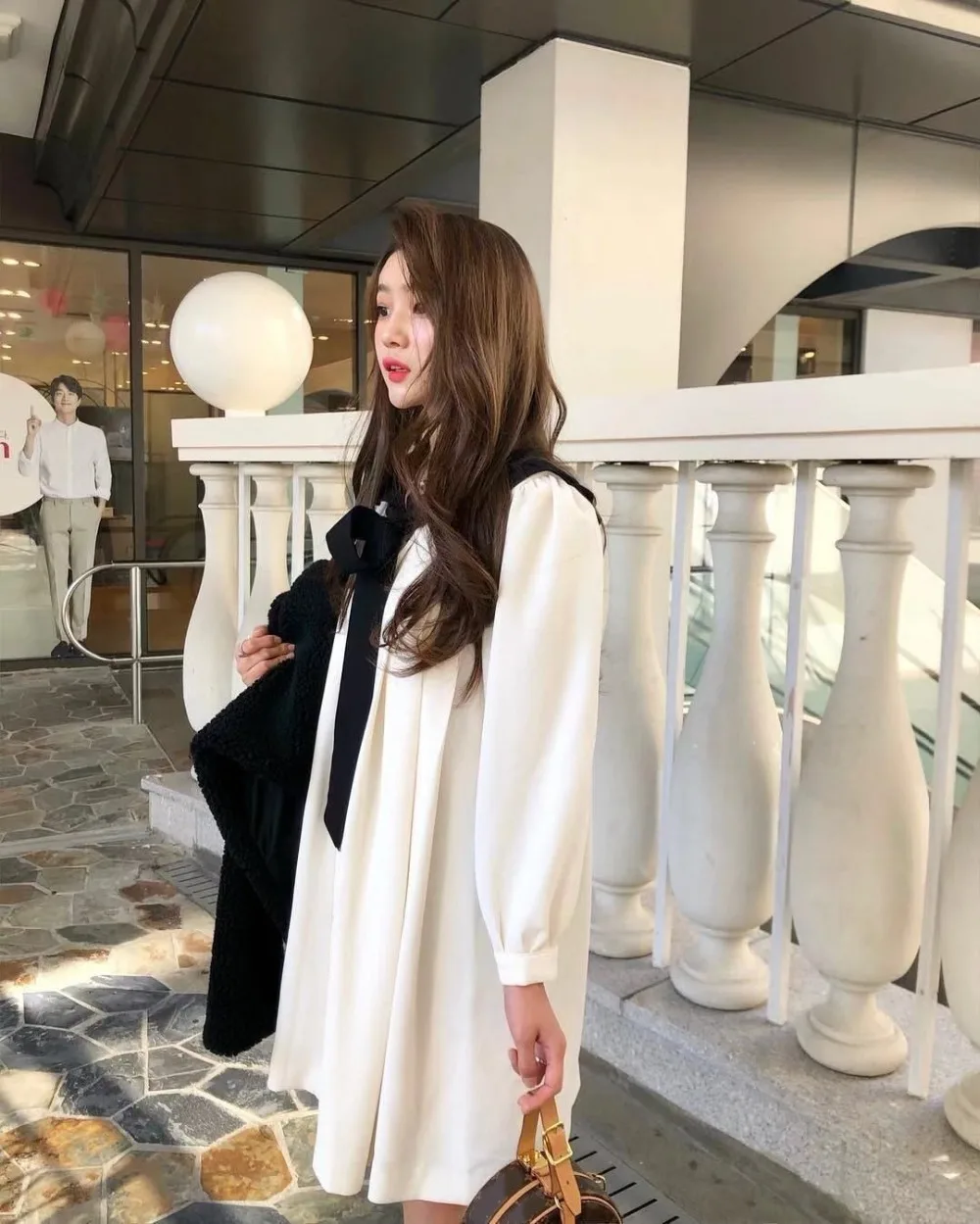 WHITNEY WANG 2019 весеннее модное уличное милое двубортное мини-платье с бантом женское