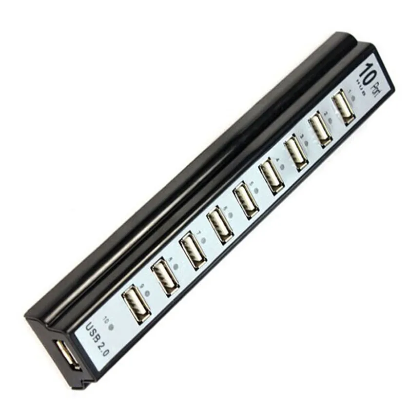 Лучшая цена высокоскоростной концентратор USB 2 0 с 10 портами и адаптером питания