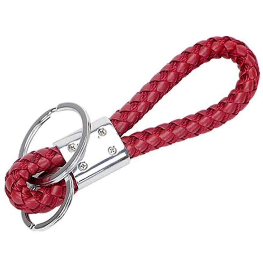 4 шт./лот Горячая распродажа автомобильного ключа Двойная петля из кожаной вплетенной веревки Держатель брелока интерьера автомобиля-стиль декоративных брелков брелков на.