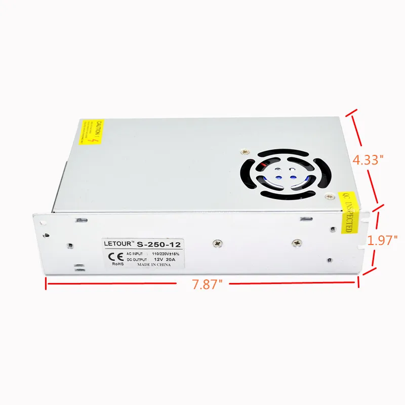 12V 20A 250W импульсный источник Питание AC 96V-240V конвертер адаптер DC12V Светодиодный