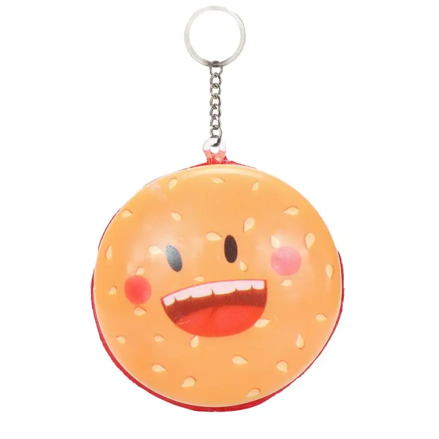 Kawaii Cartoon Hamburger Slow Rising Cream Scented Keychain Stress Relief Toys Bag Accessory Christmas Gift Delicate|Брелоки| |