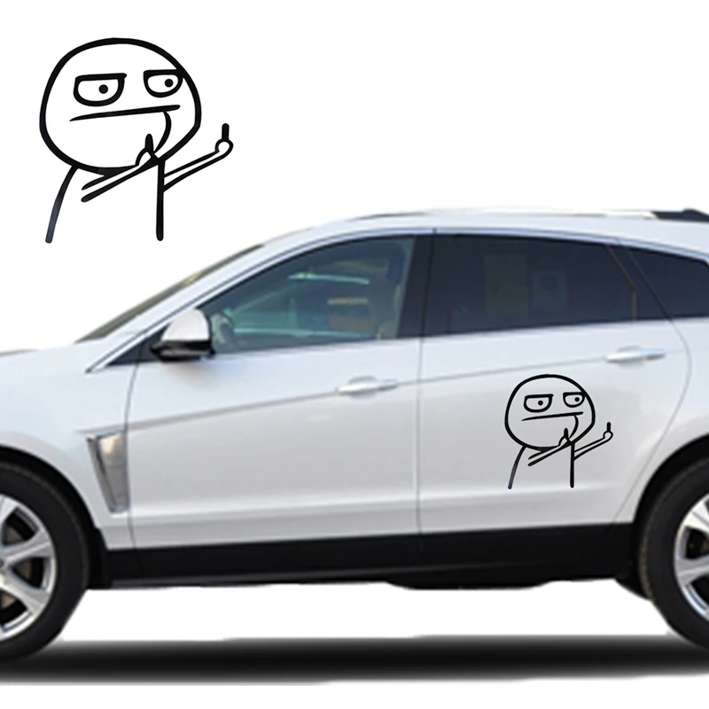 

car styling Funny Cartoon Middle Finger Car Auto Sticker Laptop Motorcycle Decal Decor