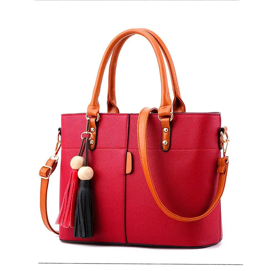 LANLOU Women bags for women PU Leather Shoulder Bag Double tassel Casual Crossbody Flap Bags Female Messenger Bag Handbags - Цвет: Красный