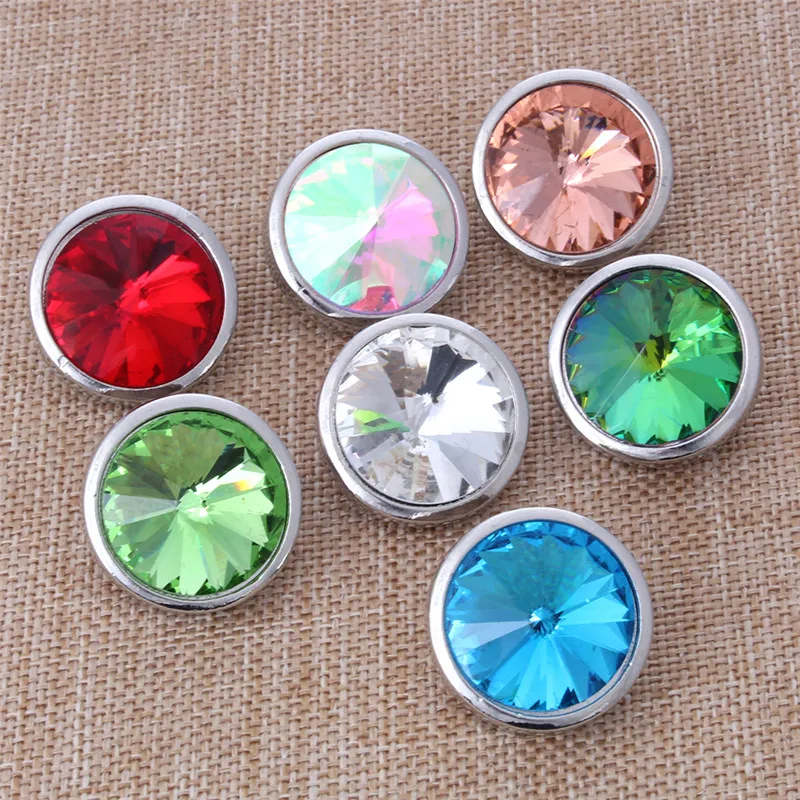 6pcs/lot Newest Snap Jewelry Colorful Rhinestone Metal Round Button Fit 18mm Bracelet Necklace ZA1230 | Украшения и аксессуары