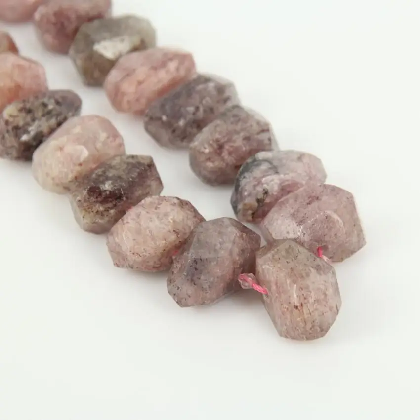 Natural Stones Strawberry Quartz Cut Slab Beads Necklace Center Drilled Raw Crystals Faceted Nugget Points Pendants Bulk | Украшения и