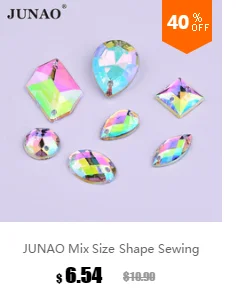 JUNAO 10*14 мм 13*18 мм, форма в виде капли Аквамарин Стразы ab Crystal Пришивные акриловые кристаллы камни не Вышивание стразами бусины