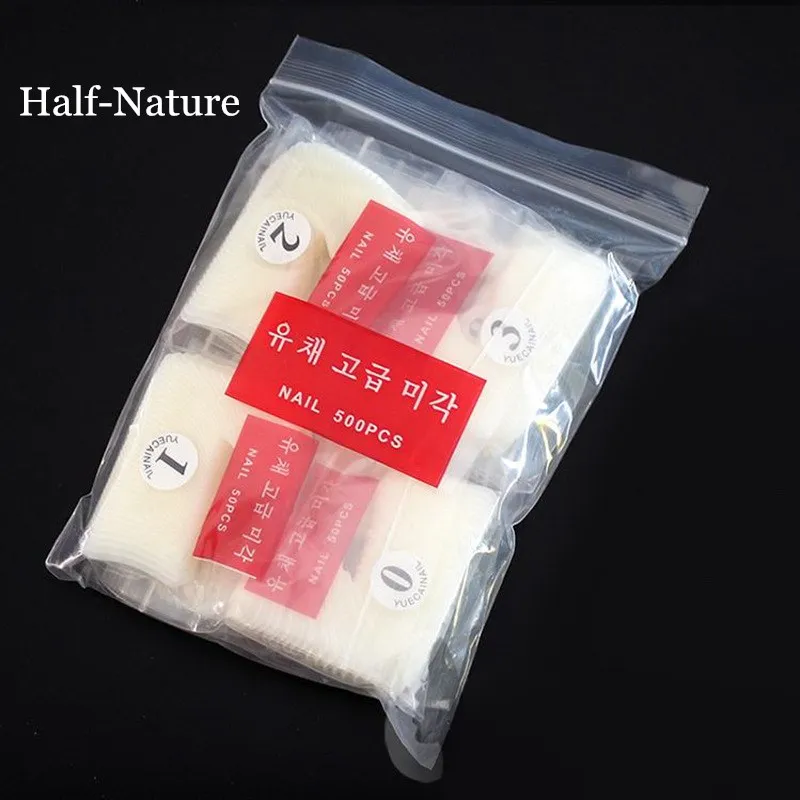 500 шт./упак. искусственные ногти французский Акриловые накладные половина/полное