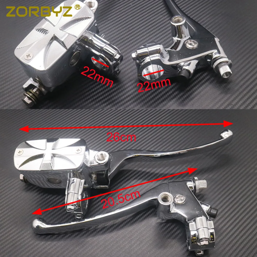 ZORBYZ 22mm Motorcycle Chrome Handlebar Control Reservoir 14mm Bore Brake Clutch Levers Fit for Harley Honda Victory | Автомобили и