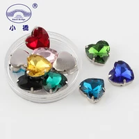 10pcs mixed color crystal sew on rhinestone diy flatback rhinestones for clothes heart shaped loose rhinestones with claw s108