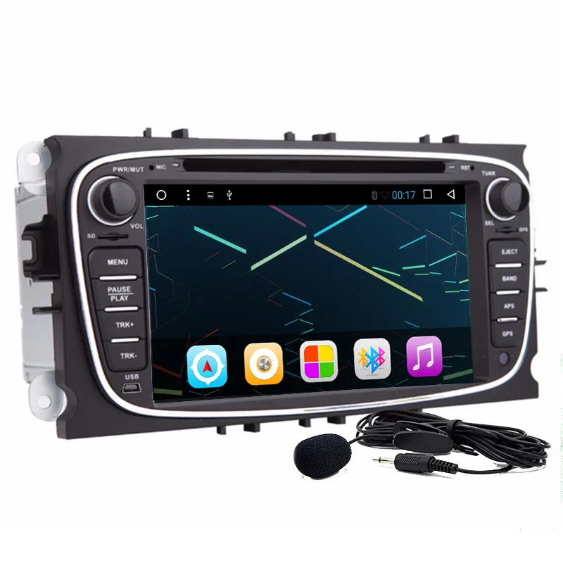 Двойной 2 Din Android 6 0 четырехъядерный 1024*600 автомобильный dvd плеер GPS Navi для Ford Focus Mondeo