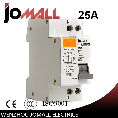 Автоматический выключатель DPNL 1P + N 25A 230V ~ 50HZ/60HZ с защитой от перегрузки по току и
