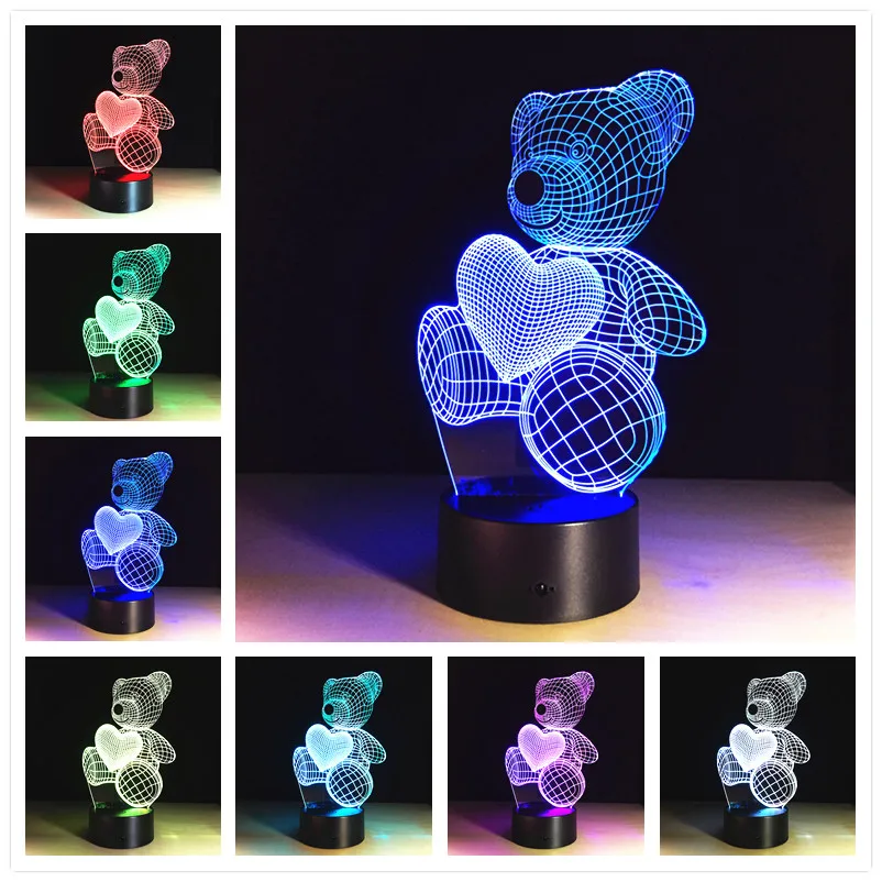 3d ночник в виде совы Rgb сменная лампа для настроения светодиодный светильник