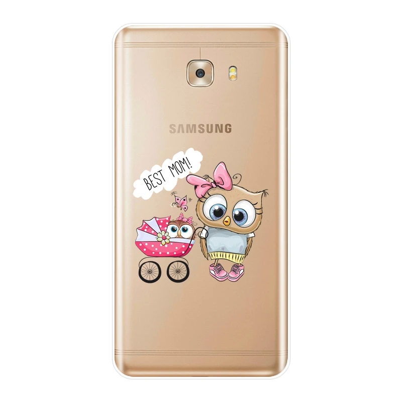Чехол для Samsung Galaxy C5 C7 C8 мягкий силиконовый чехол-накладка C9 Pro сова луна сердце