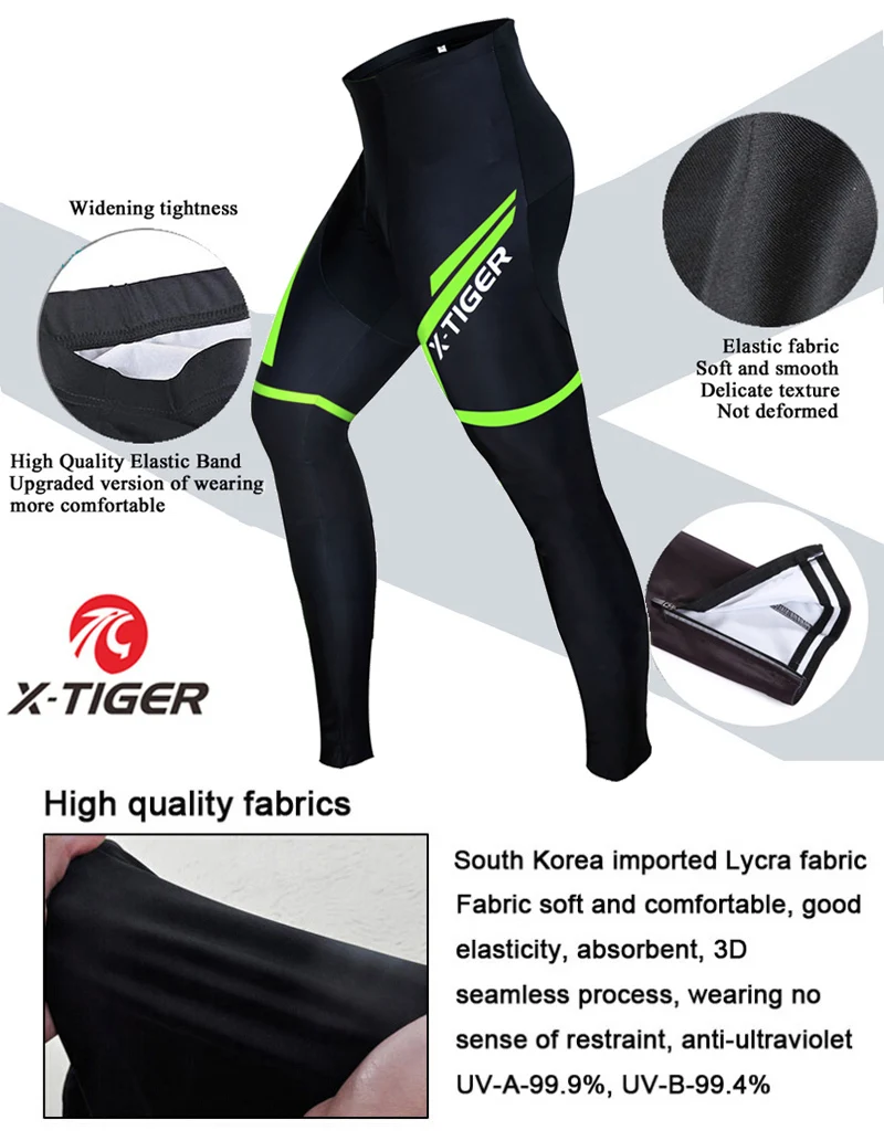 X-Tiger мука зеленые велосипедные брюки с 5D гелевой накладкой для езды на велосипеде брюки велосипедные брюки лайкра велосипедные штаны