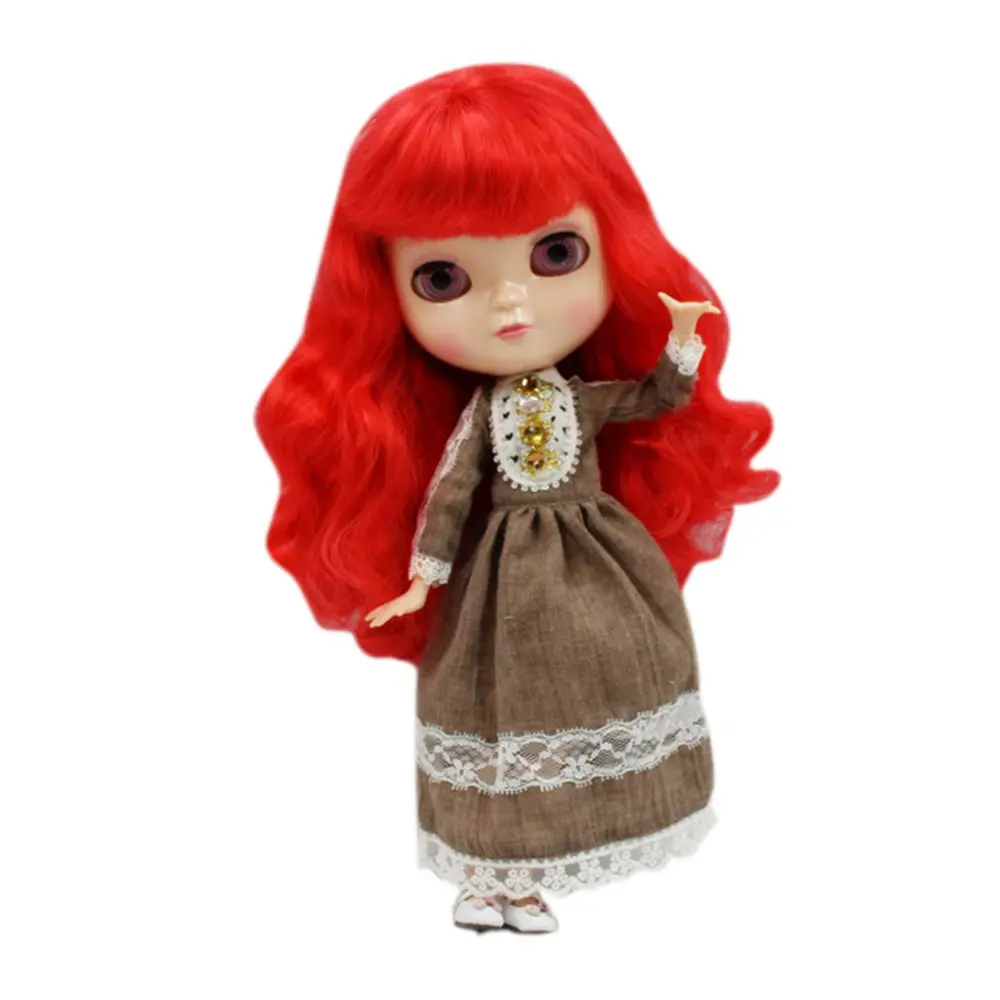 Шарнирная кукла ICY Doll фабричная с красными вьющимися волосами BL1248 подходит для