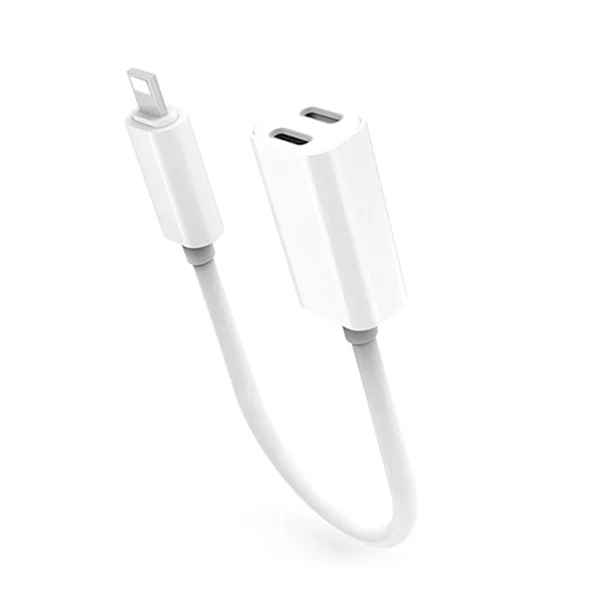 ACCEZZ 2 в 1 двойное освещение зарядки прослушивания адаптер для IPhone X XR XS MAX 7 8 Plus IOS 11 Hearphone аудио зарядное устройство конвертер - Цвет: white