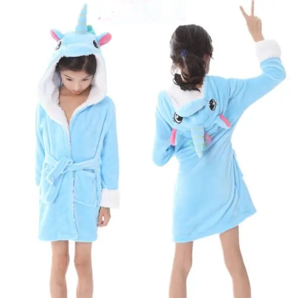 Bathrobe for girls Pajamas Baby Bath Robe Enfant Rainbow Unicorn Pattern Hoodies Robes Kids Sleepwear kids Animal Cartoon |