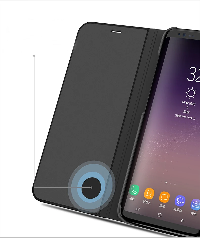 Роскошные Зеркало кожаный чехол для Samsung Galaxy S8 s8plus с подставкой флип Защитная крышка для Samsung S8 плюс Galaxy Note 8