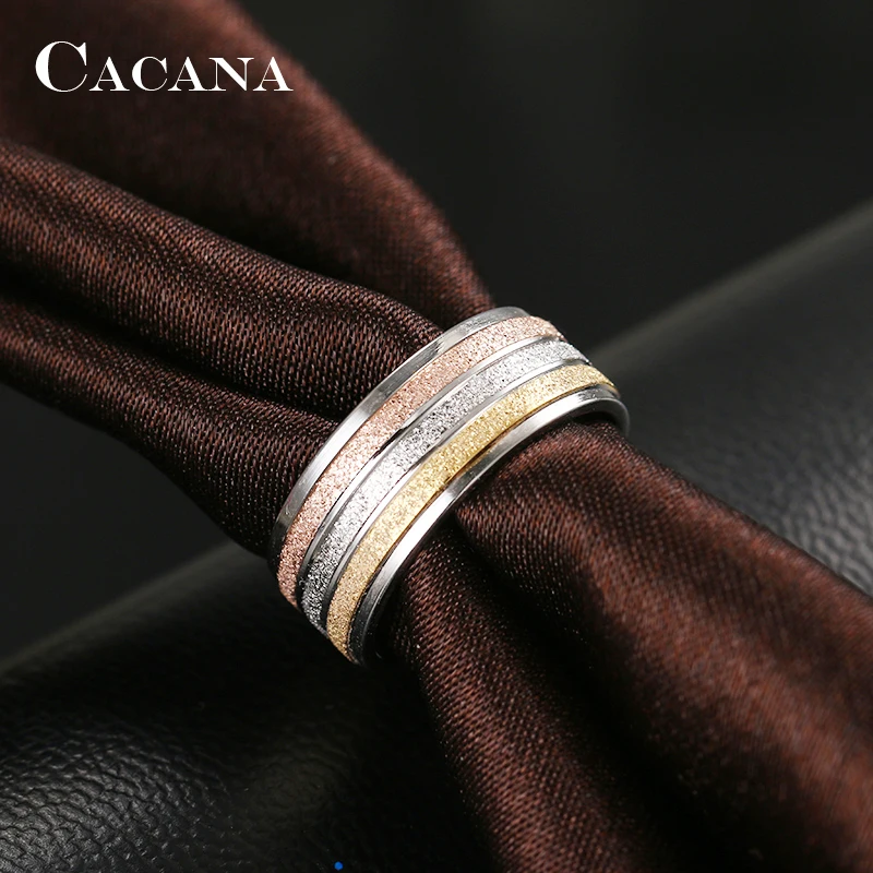 Кольца из нержавеющей стали для женщин, три цвета, трендовые персонализированные свадебные кольца, женские вечерние ювелирные изделия, R208