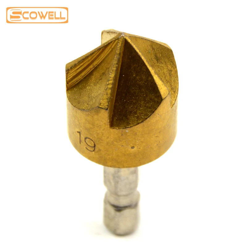 5 шт. набор сверл для зенковки 1/4 &quotшестигранный хвостовик HSS Флейта Зенковка 90