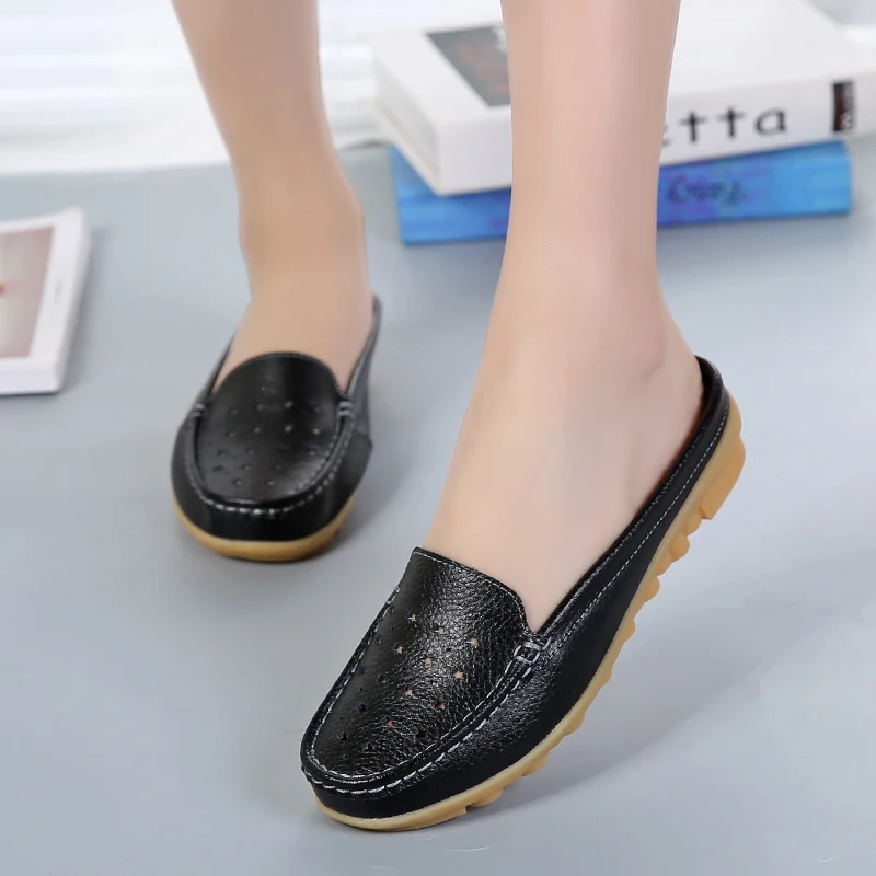 Летняя женская обувь модные мягкие удобные женские тапочки Кожаные слипоны