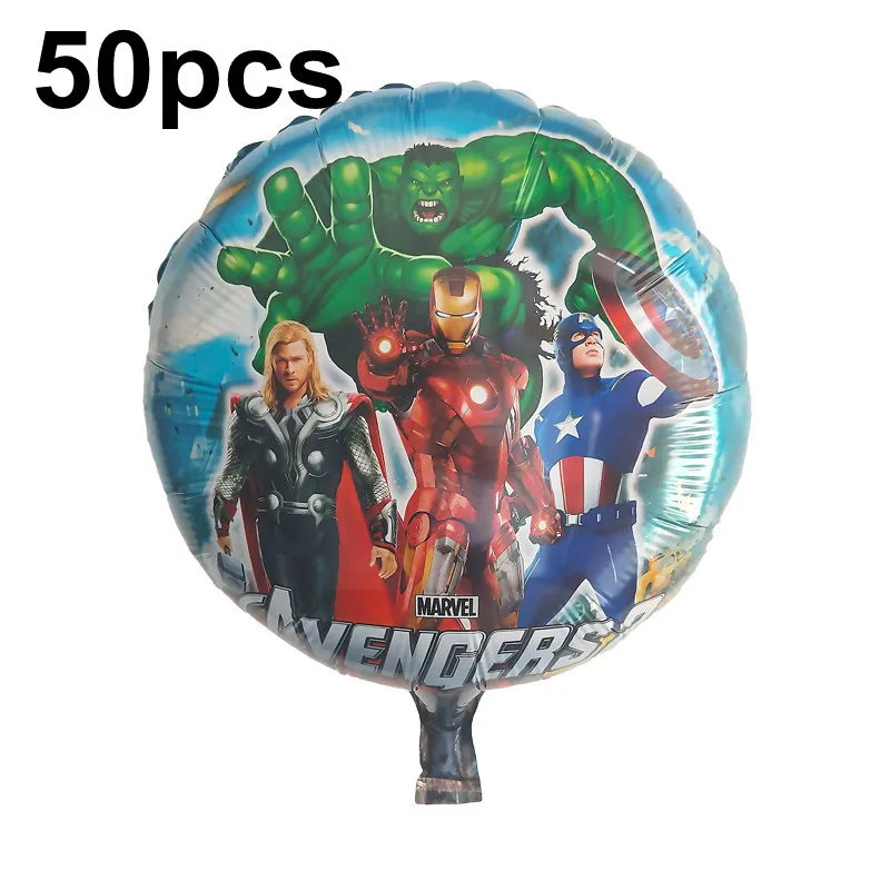 50pcs 50 шт. 3D воздушные шары героев мультфильм Мстители Халк, Человек-паук Бэтмен фольга Гелиевый шар Мальчики декор для вечеринки в честь Дня Рождения подарок воздушные шары Игрушка - Цвет: 50pcs