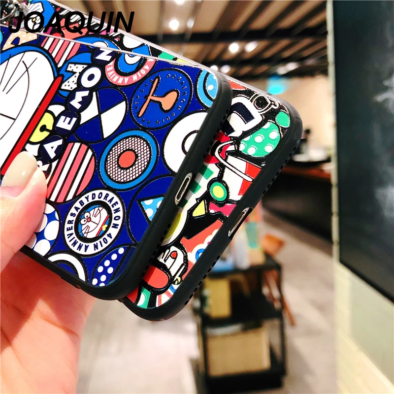 Cute 3D Cartoon Doraemon Case For iPhone 6 6s 7 8 Plus Cover Soft Silicone Protect X XS MAX XR Capa with Strap |