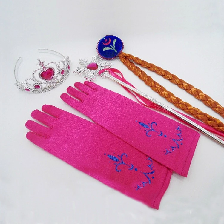 4 шт. платье принцессы Анны и Эльзы парик с короной волшебная палочка перчатки для