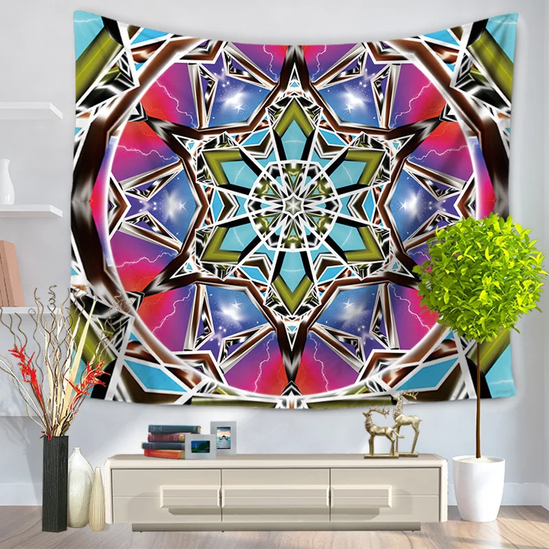 Chromatic Mandala Tapestry Wall Hanging Tapestries Boho Bedspread Beach Towel Yoga Mat Blanket Table Cloth 200*150/150*130c | Дом и сад