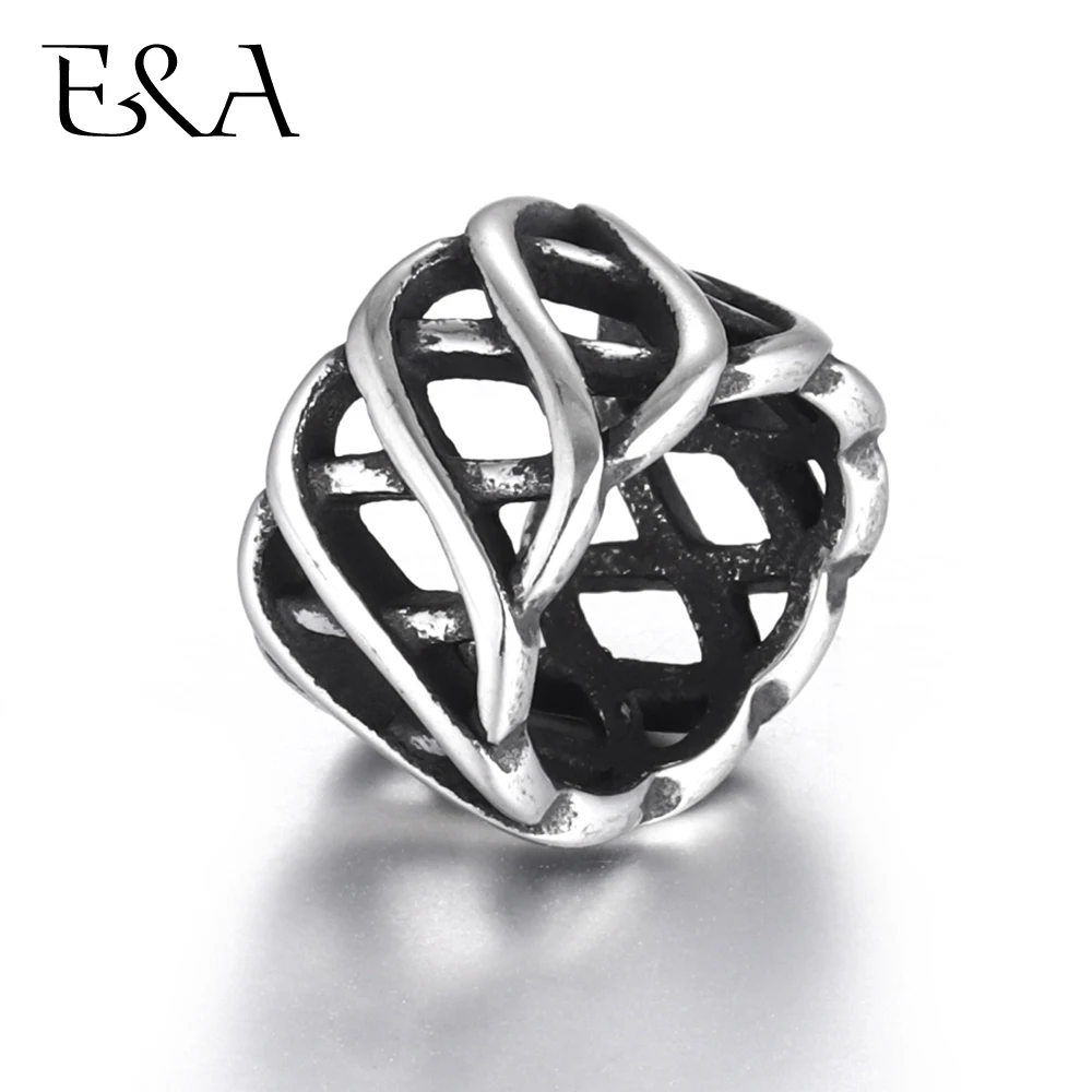 4 шт из нержавеющей стали для бисера бусины с большим отверстием полые чернеют