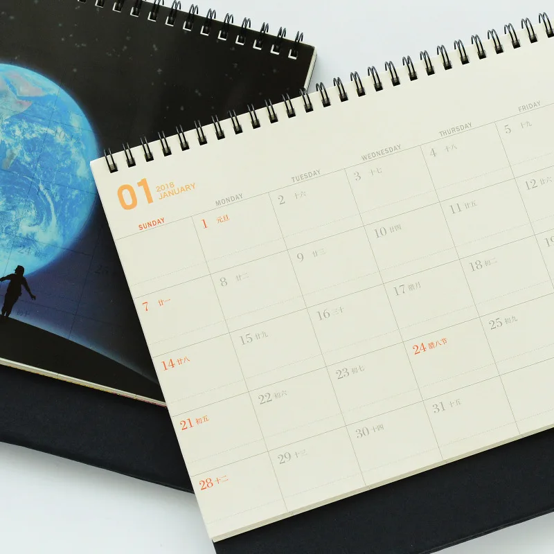Корейский календарь голубое небо Луна планировщик стол для 2018 план дня