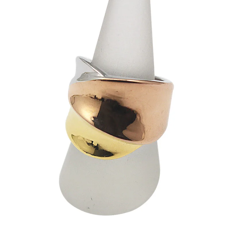 Кольца из нержавеющей стали 3-х цветов для женщин золотое/розовое/серебряное большое модное кольцо девушек летнего стиля на палец.