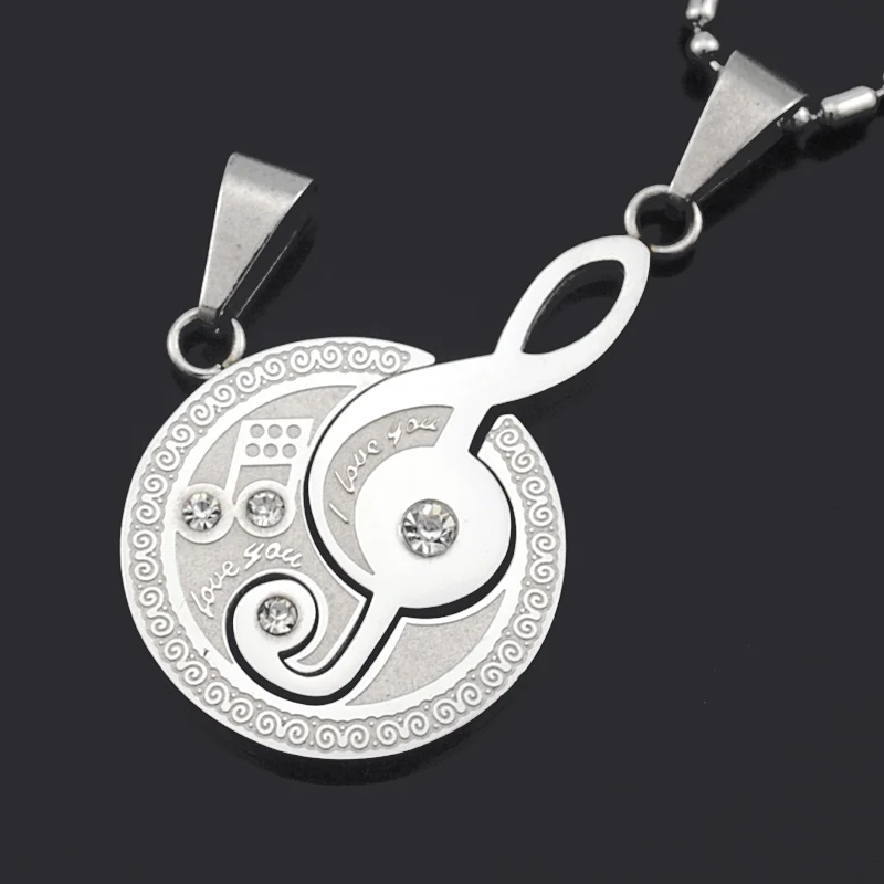 ATGO тройной Кристалл Стразы кулон из нержавеющей стали Примечание хип-хоп цепь