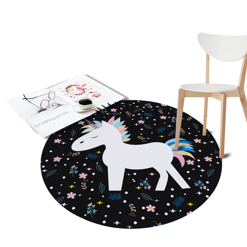 Водонепроницаемый круглый коврик с принтом единорога для гостиной Нескользящие