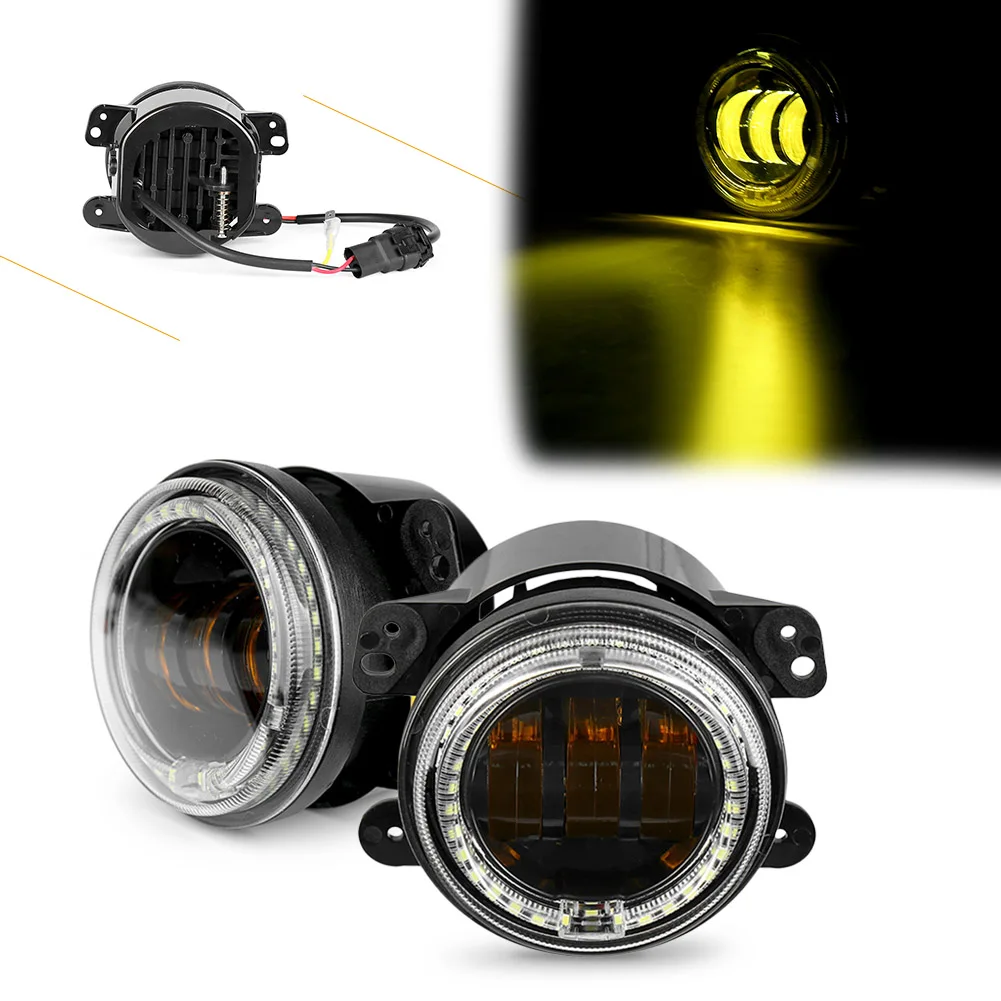 Светодиодный проектор противотуманные фары дальнего света + Белый DRL для Jeep Wrangler
