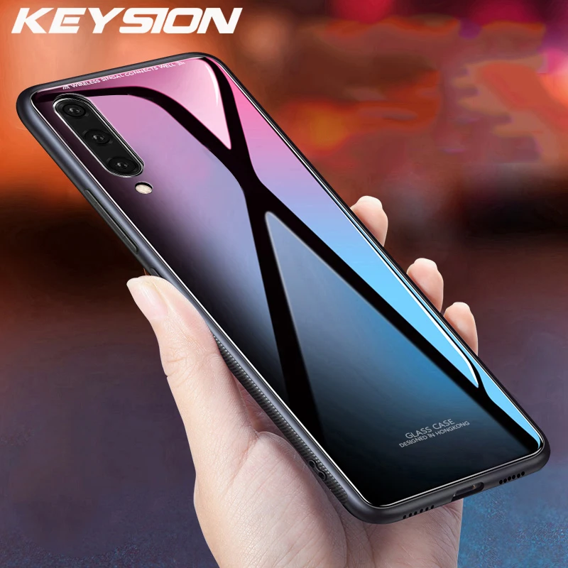KEYSION For Samsung Galaxy A50 Case Luxury Tempered Glass Soft Silicone A30 A10 A40 A70 Shockproof Hard Phone Cover |