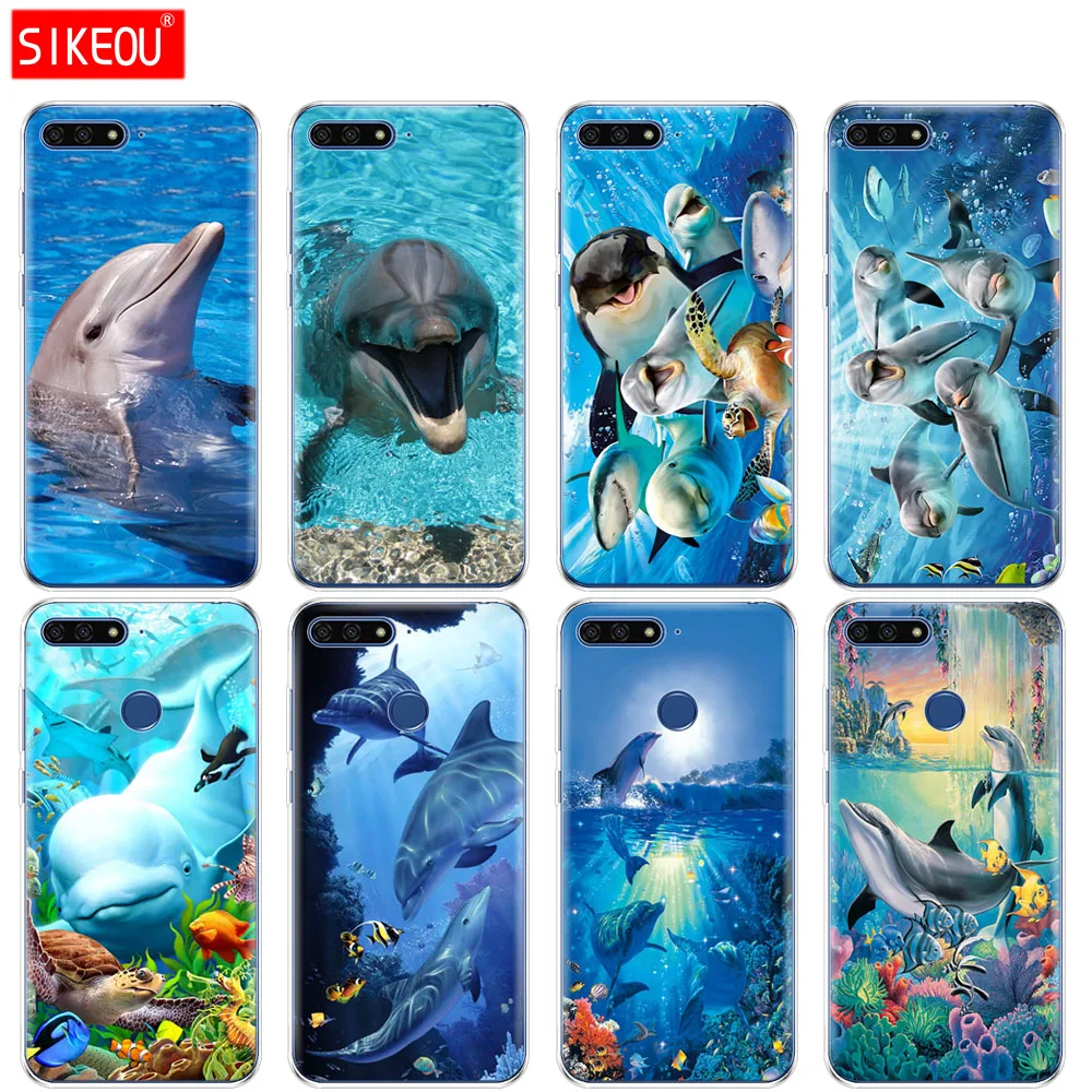 Силиконовый чехол для телефона Huawei Honor 7A PRO 7C Y5 Y6 Y7 Y9 2017 2018 Prime ocean dolphin Dance And