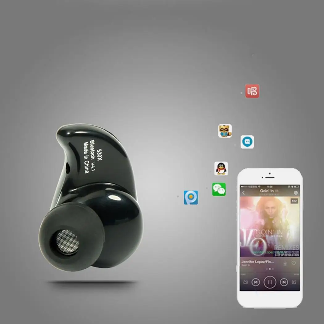Мини Гарнитура невидимый Bluetooth V4.1 шумоподавление Беспроводная стерео музыка
