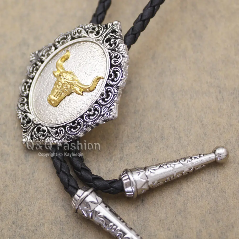 Модное позолоченное ожерелье с кожаным галстуком Баффало рожком и для мужчин