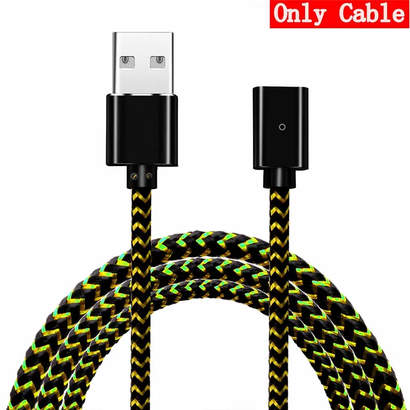 Магнитный кабель 3A 1 м Micro usb type C кабель для iPhone Быстрая зарядка usb type-C Телефон магнитное зарядное устройство для samsung Xiaomi huawei - Color: Only cable gold