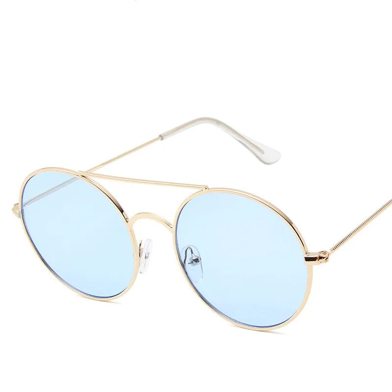 Gold Blue Ретро Круглые Солнцезащитные очки для женщин новые брендовые дизайнерские Винтажные Солнцезащитные очки для женщин Gafas De Sol Gafas lunette de soleil UV400 очки - Цвет линз: Gold Blue