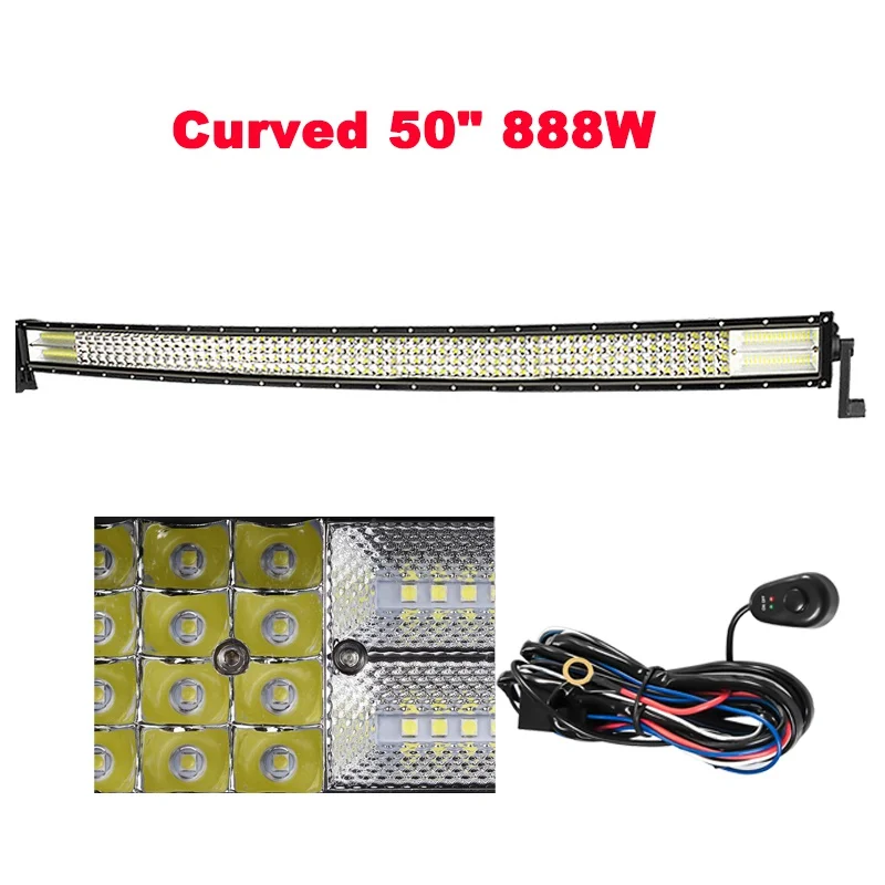 Curved 50 Inch CREK 22 большие размеры 32-42, 50 5" Quad-изогнутый строкой грузовик светодиодный светильник бар Offroad светодиодный бар, внедорожников, квадроциклов, наводненных бар светодиодный для автомобиля 4WD 4x4 ATV внедорожник джип внедорожника - Цвет: Curved 50 Inch