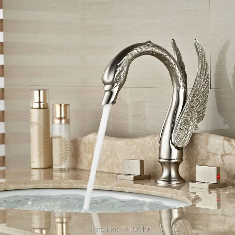 Uythner новый европейский стиль Ванная раковина кран с двумя ручками никель Матовый